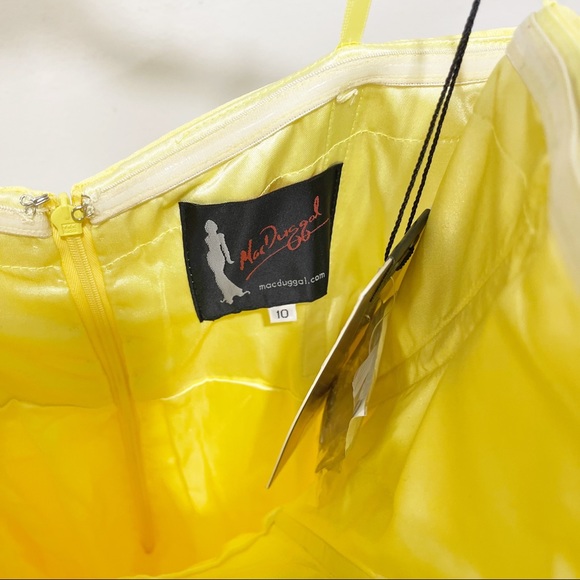 NWT Mac Duggal Yellow Strapless Belted Rhinestone Formal Gown - Picture 5 of 12